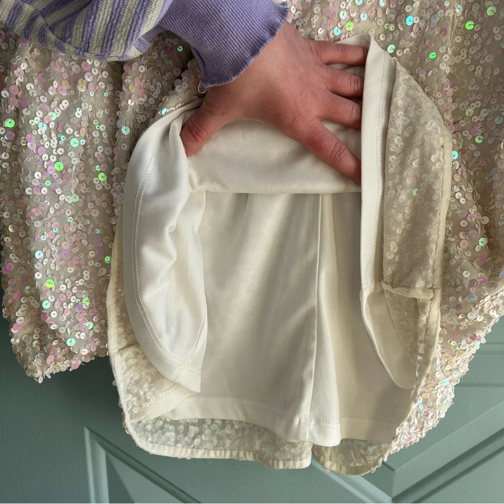 NWT Show Me Your MuMu Kidman Mini Dress Long Sleeve Iridescent Sequin White M - Picture 11 of 14